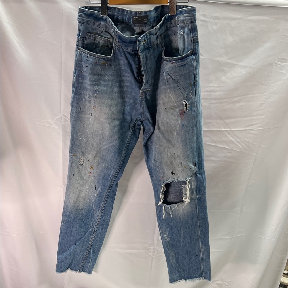 Zara Men's Relaxed Distressed Blue Jeans
